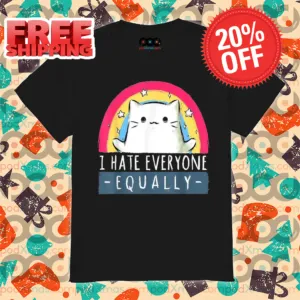 Cat Rainbow I Hate Everyone Equally 2024 Vintage Shirt
