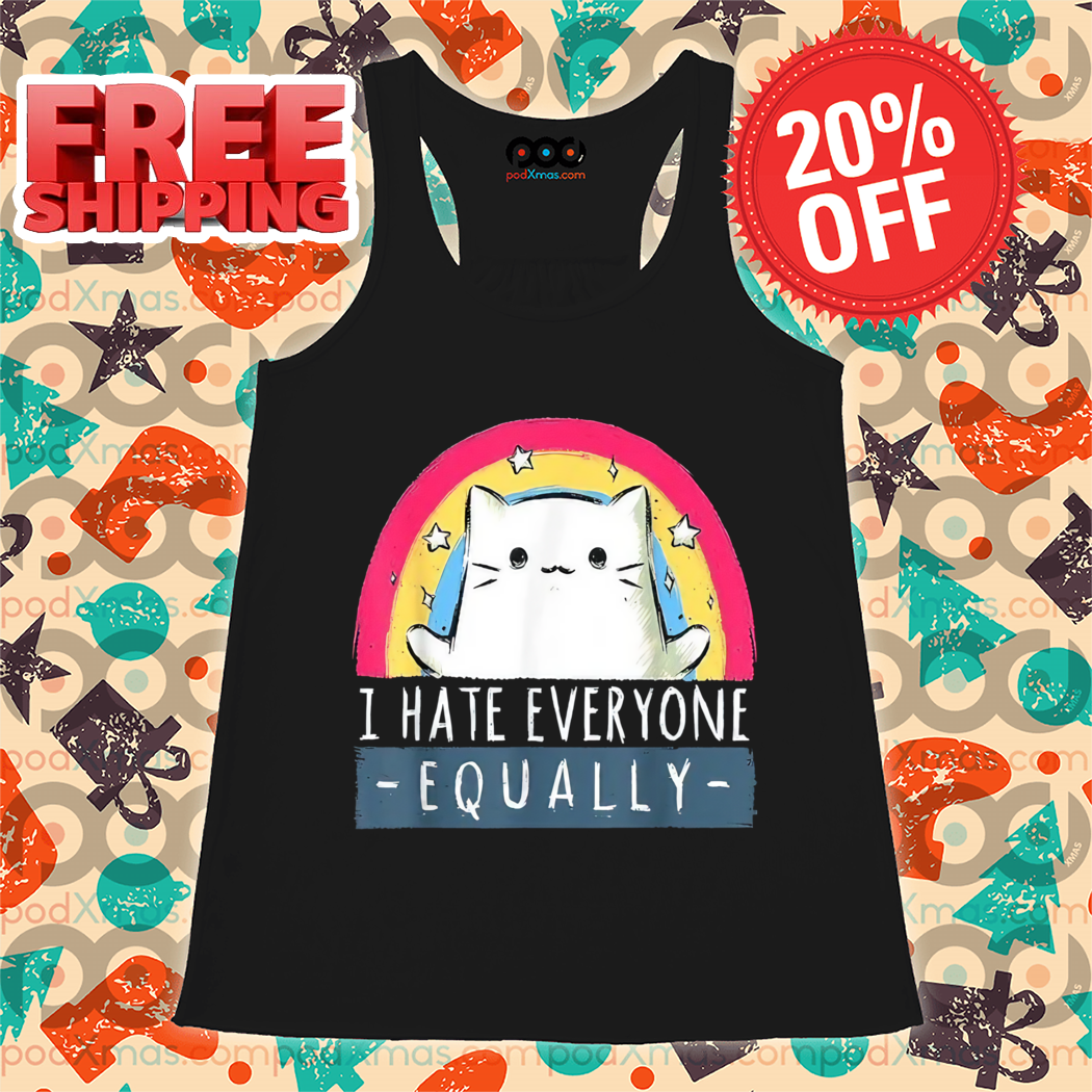 Cat Rainbow I Hate Everyone Equally 2024 Vintage Shirt
