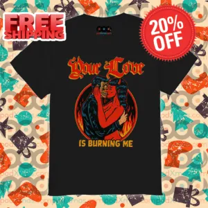 Skeleton Kiss Devil Your Love Is Burning Me Halloween 2024 Shirt