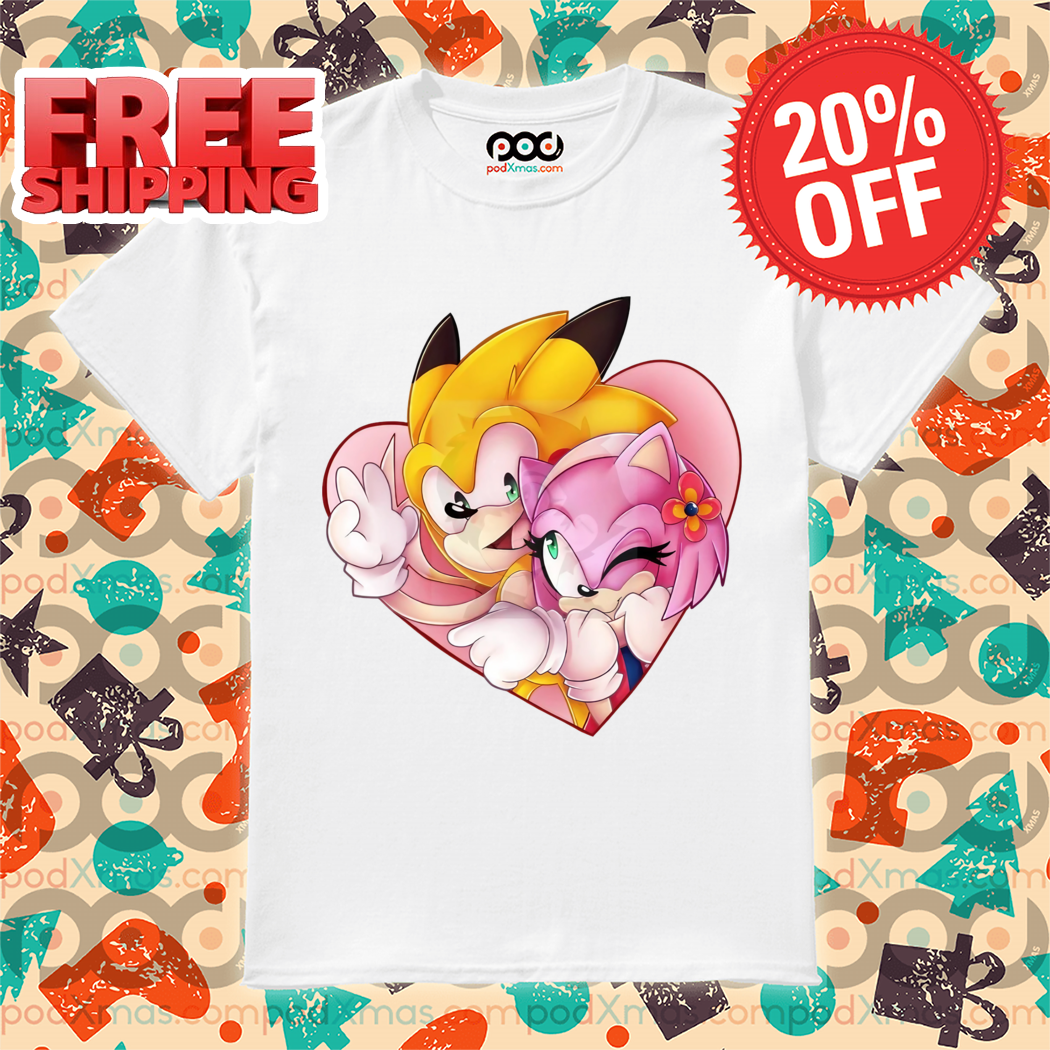 From Fandoms to Funnies: Tees That Tell a Story 10 Yellow Super Sonic Amy Rose Heart 2024 Shirt