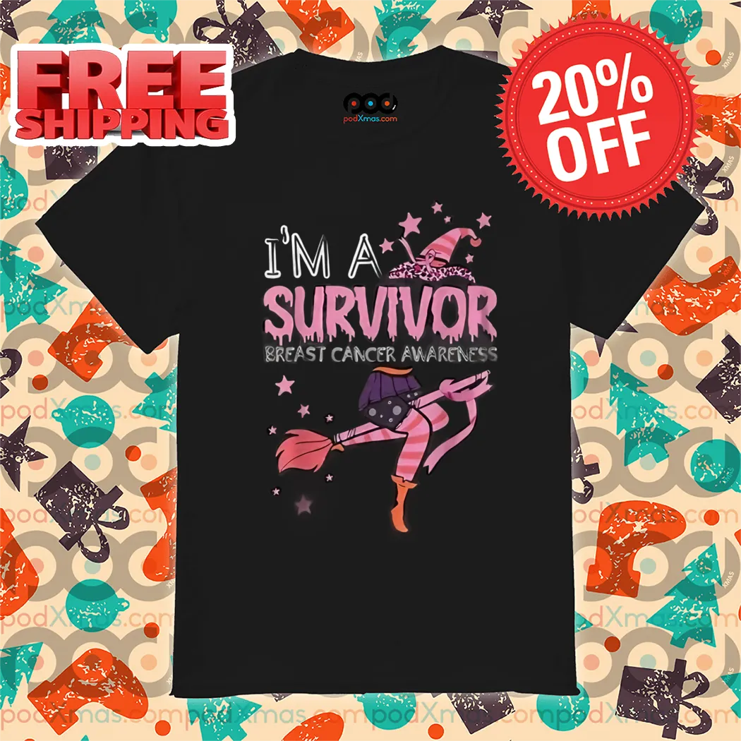 Witch Breast Cancer Awareness Witch Print Crew Neck Halloween 2024 Shirt