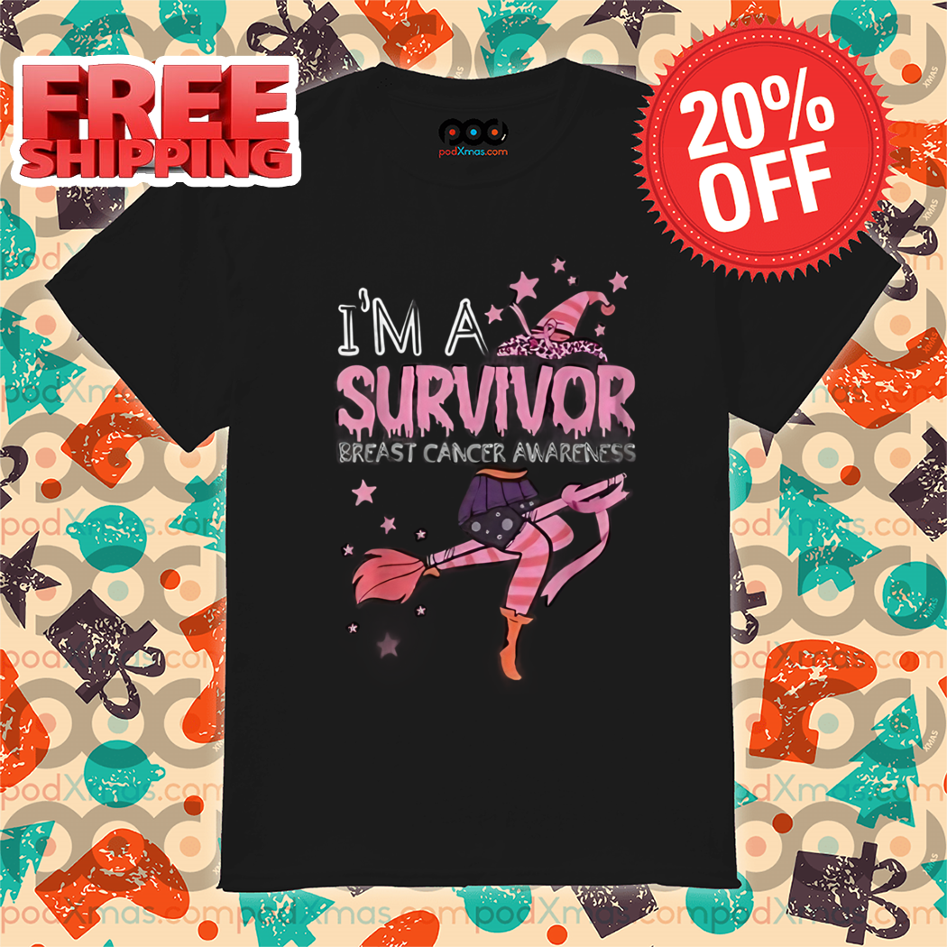Witch Breast Cancer Awareness Witch Print Crew Neck Halloween 2024 Shirt