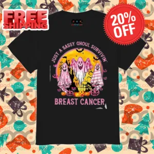 Boo Ghost Just A Sassy Ghoul Survivin Breast Cancer Awareness Halloween 2024 Shirt