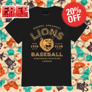 Rogers Arkansas Lions Est 1936 Class D Club Baseball Arkansas Missouri League Shirt