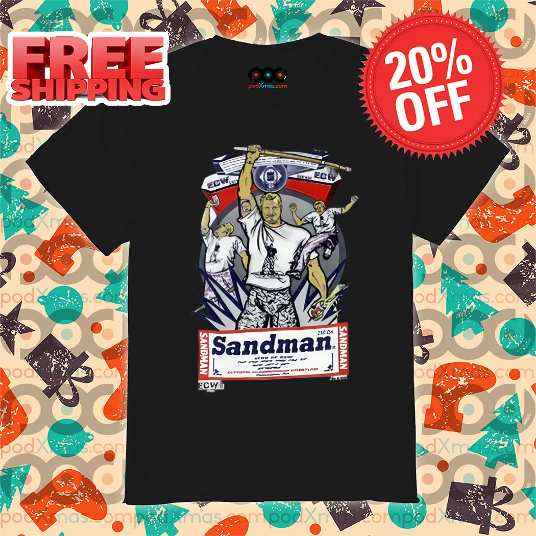 Sandman ECW Budweiser Art Classic Wrestling Hardcore Shirt