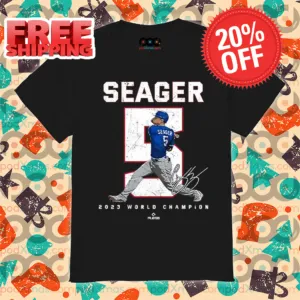 Evan Carter Seager 5 2023 World Champion Signature Texas Rangers Shirt