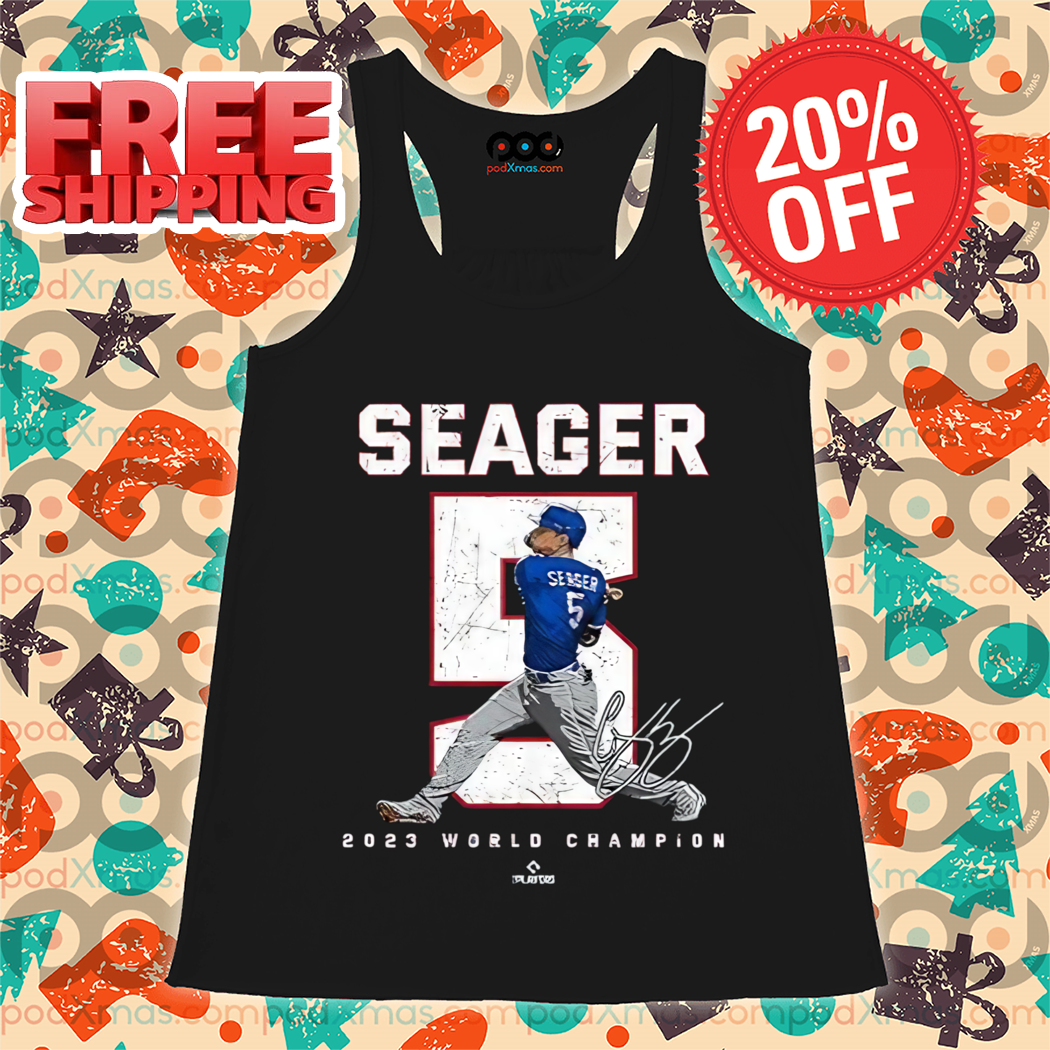 Evan Carter Seager 5 2023 World Champion Signature Texas Rangers Shirt