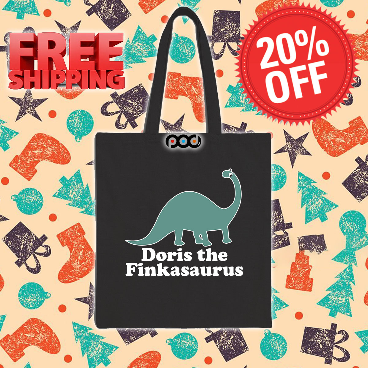 Dinosaur Doris The Finkasaurus Tote Bag