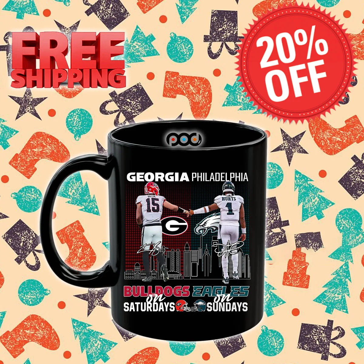Georgia Bulldogs In Saturdays Philadelphia Eagles In Sundays Signature City Mug