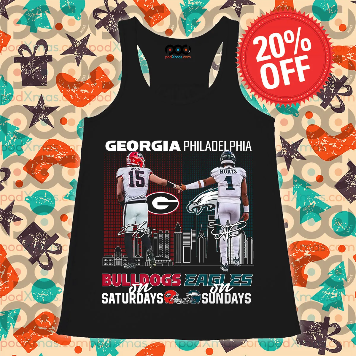 Georgia Bulldogs In Saturdays Philadelphia Eagles In Sundays Signature City Tank Top