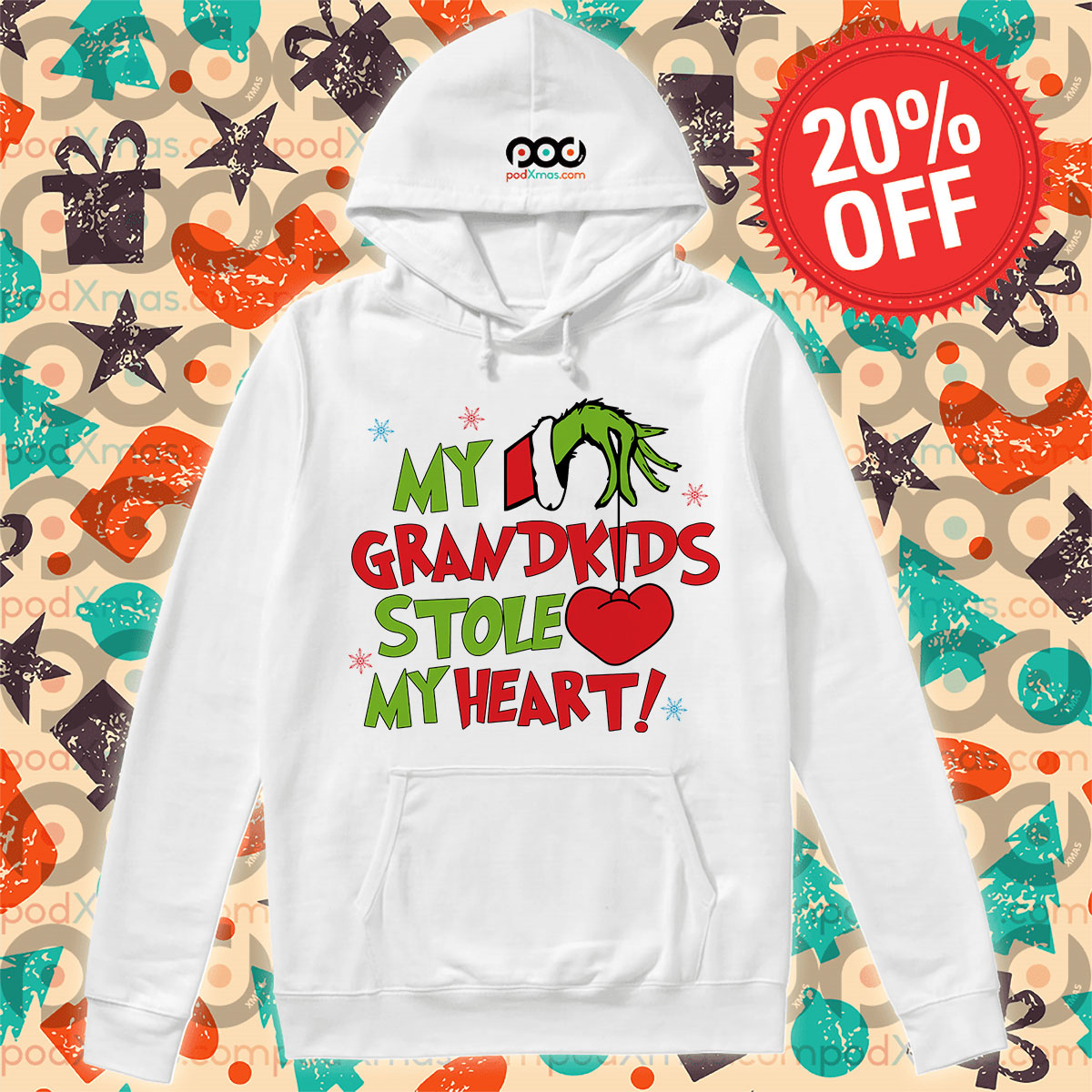 Grinch My Grandkids Stole My Heart Christmas 2024 Hoodie
