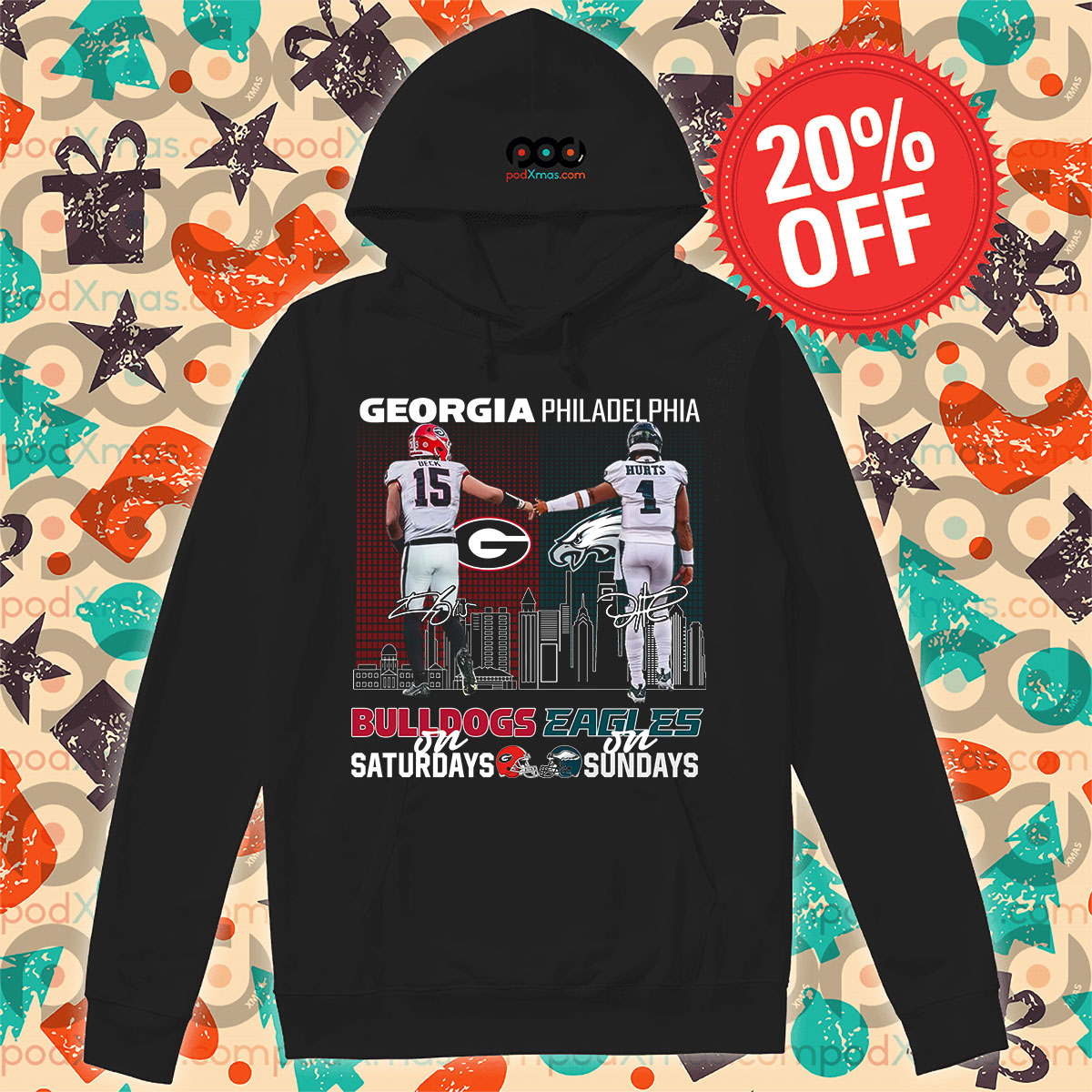 Georgia Bulldogs In Saturdays Philadelphia Eagles In Sundays Signature City Shirt 12 Georgia Bulldogs In Saturdays Philadelphia Eagles In Sundays Signature City Hoodie