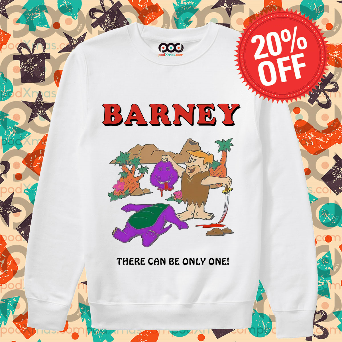 Stupid Caveman Barney There Can Be Only One Hoodie