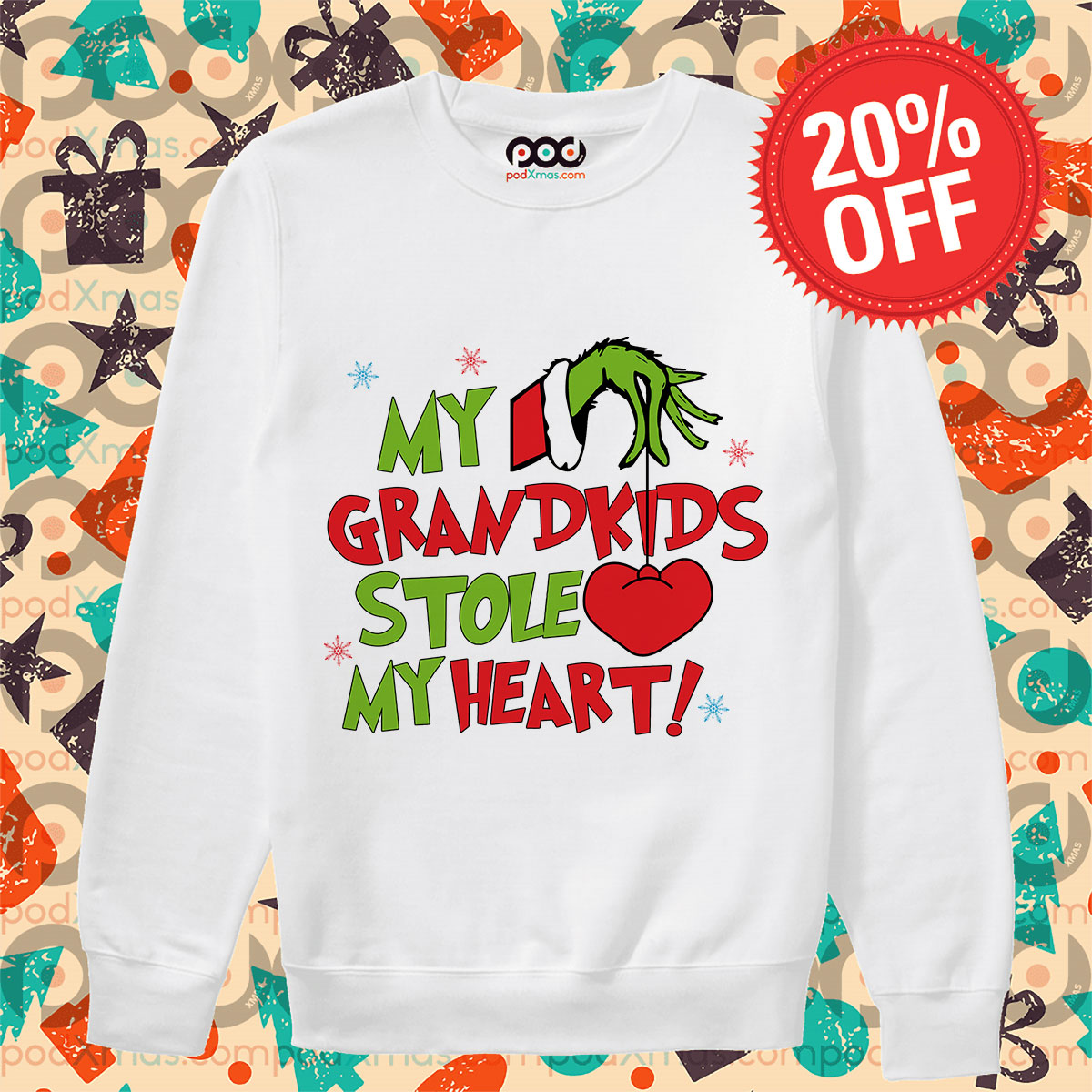 Grinch My Grandkids Stole My Heart Christmas 2024 Long Sleeve