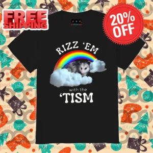 Opossum Rainbow Cloud Rizz 'Em With The Tism Shirt