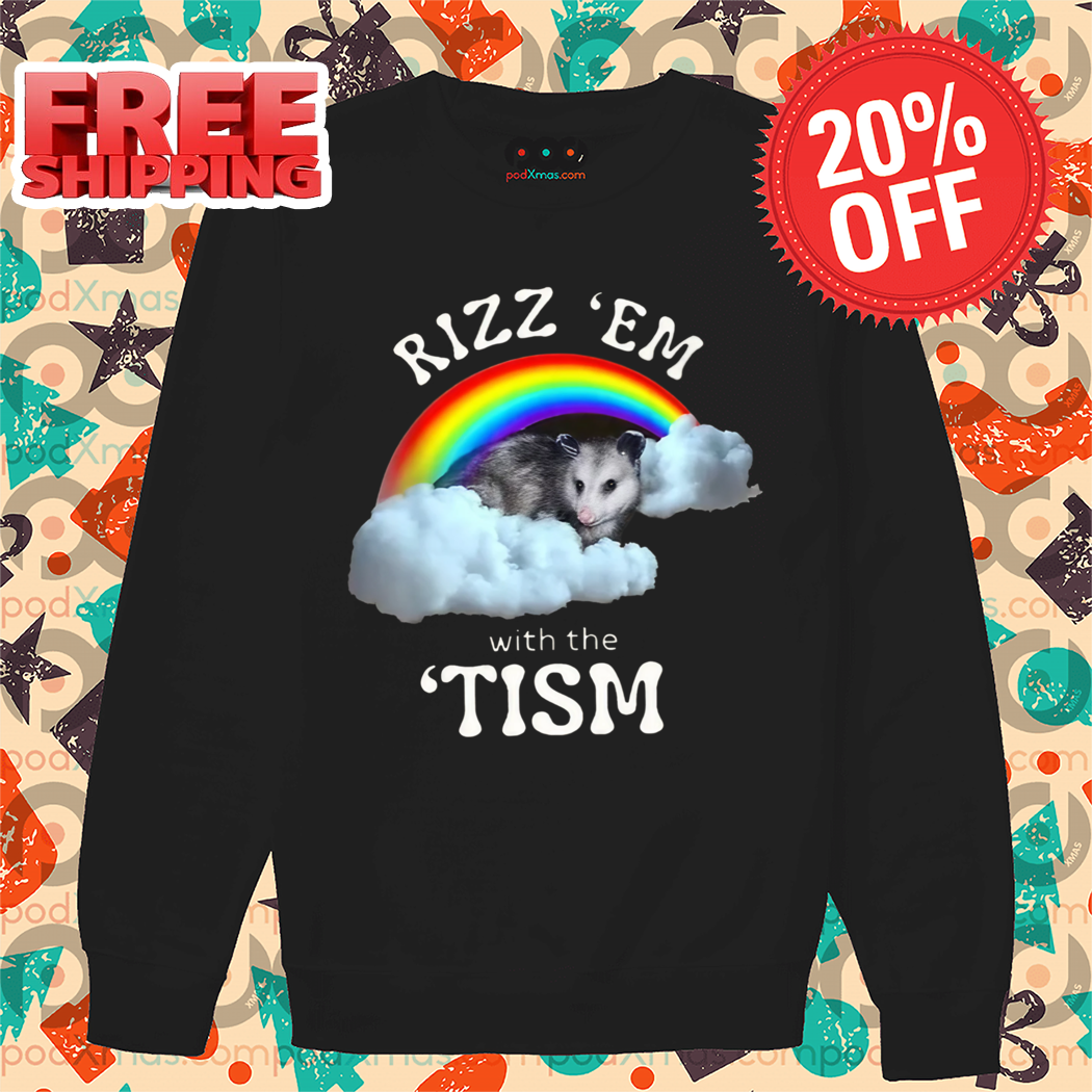 Opossum Rainbow Cloud Rizz 'Em With The Tism Shirt