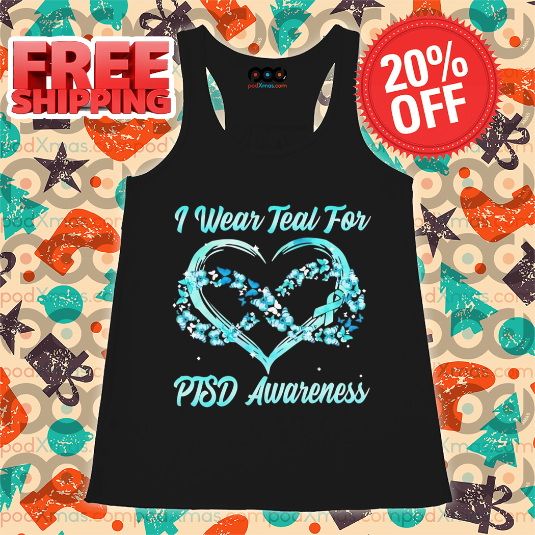 Heart I Wear Teal For PTSD Awareness 2024 Shirt