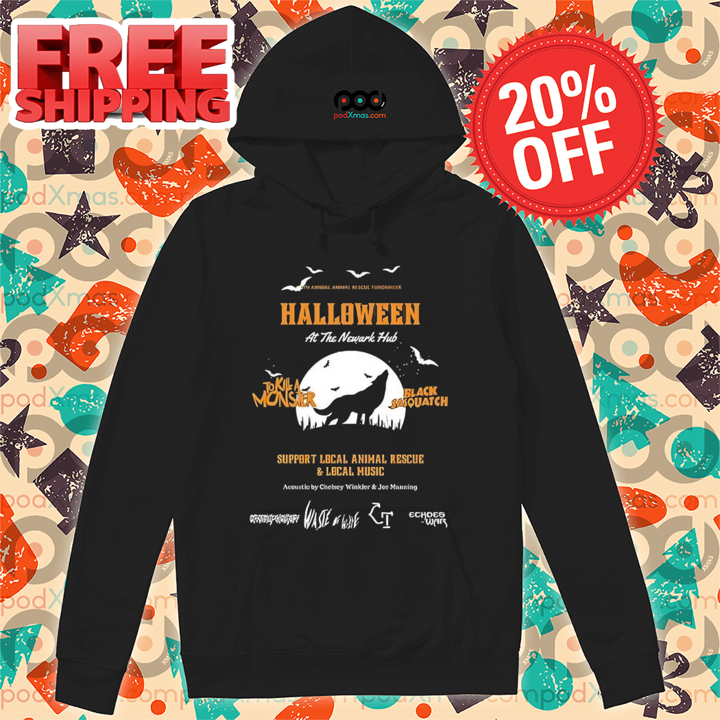 Wolf Halloween At The Newark Hub To Kill A Monster Black Sasquatch Shirt