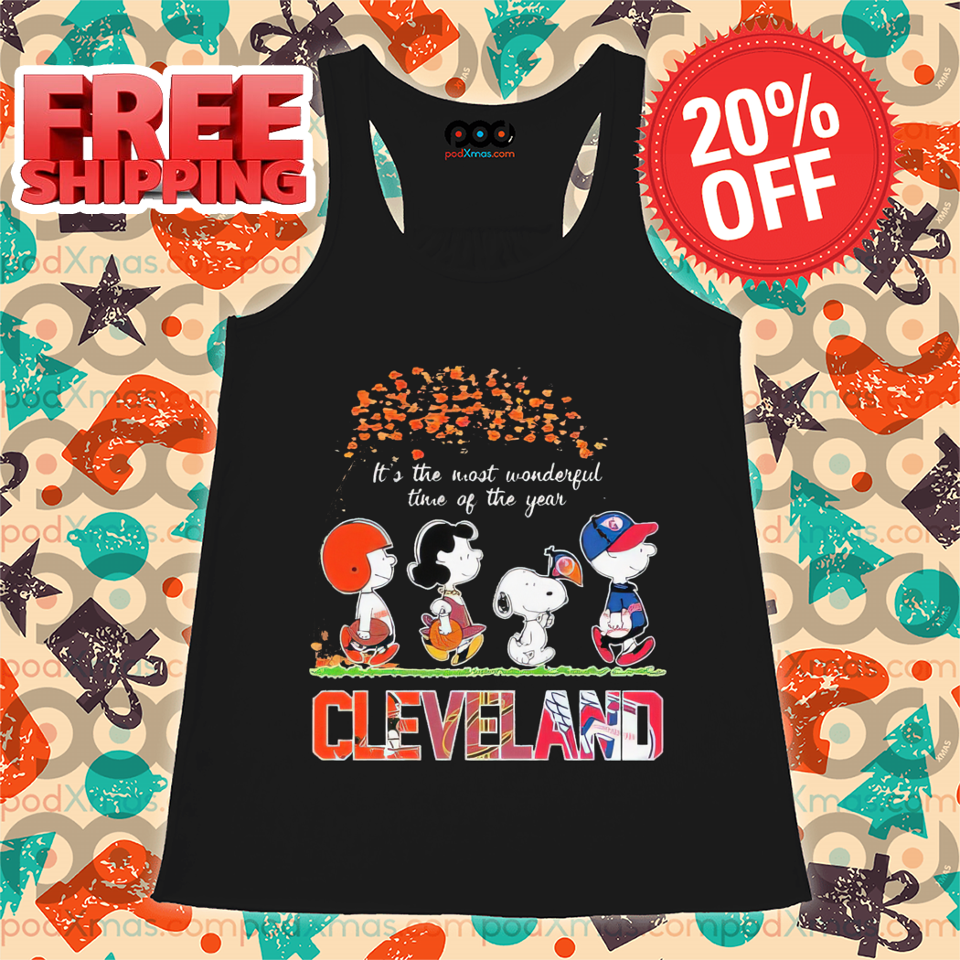 Peanuts Snoopy It's The Most Wonderful Time Of Cleveland Browns Cleveland Cavaliers Cleveland Guardians City Shirt