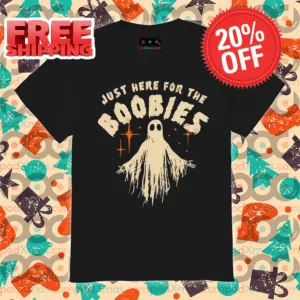 Ghost Just Here For The Boobies Vintage Halloween 2024 Shirt