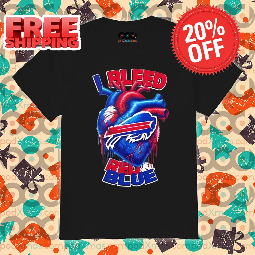 Heart Buffalo Bills I Bleed Red And Blue 2024 Shirt