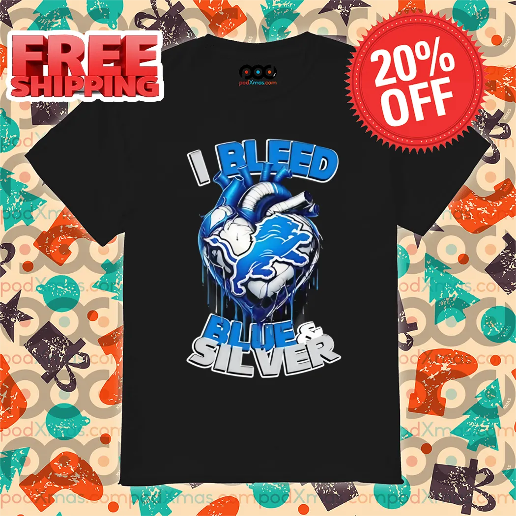 Heart Detroit Lions I Bleed Blue And Silver 2024 Shirt
