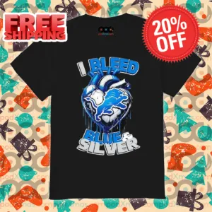Heart Detroit Lions I Bleed Blue And Silver 2024 Shirt