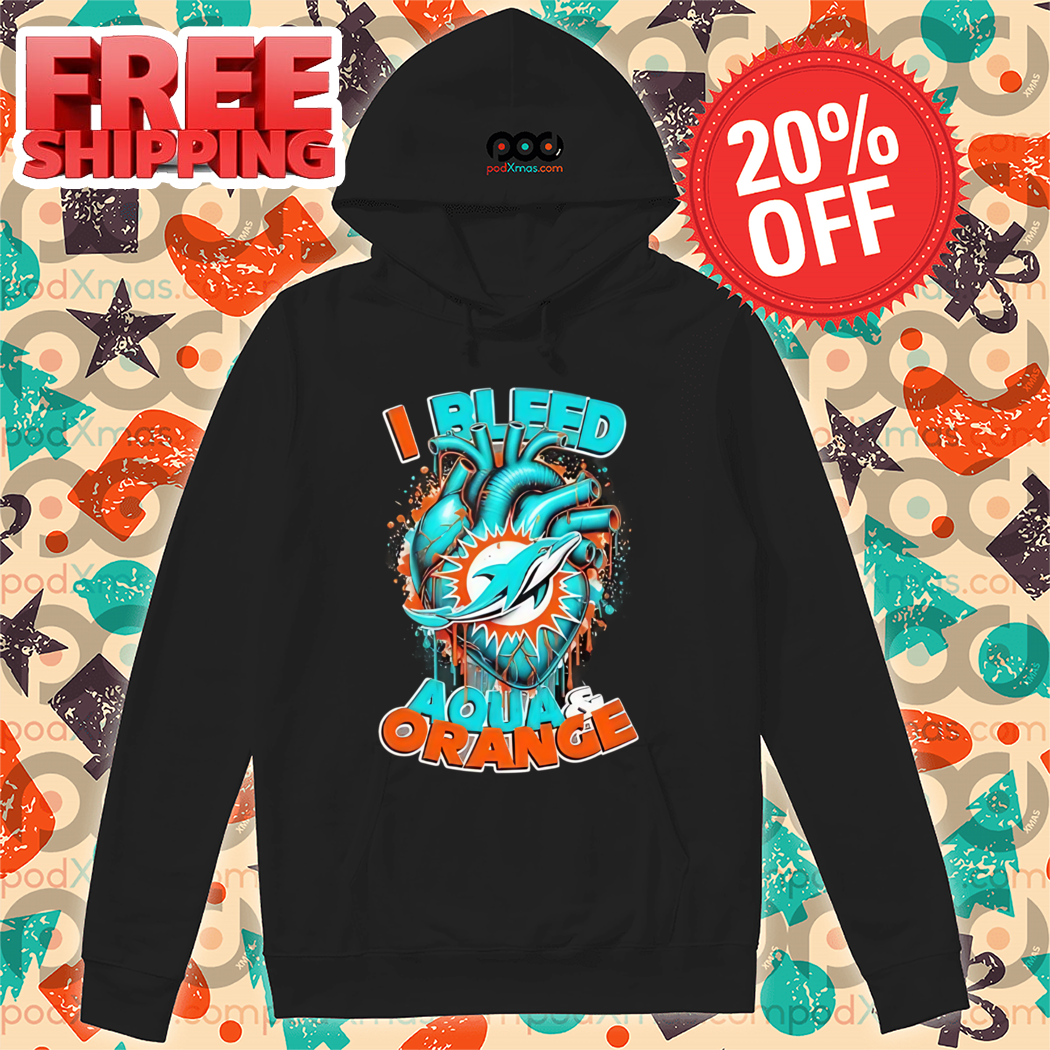 Heart Miamia Dolphins I Bleed Aqua And Orange 2024 Shirt