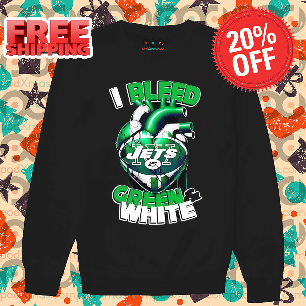 Heart New York Jets I Bleed Green And White 2024 Shirt