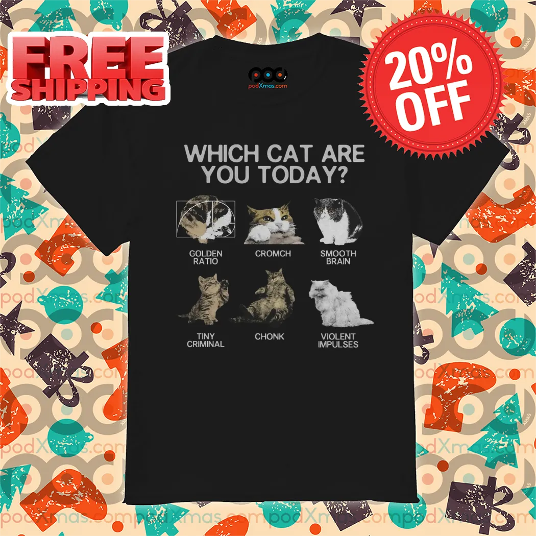 Which Cat Are You Today Golden Ratio Cromch Smooth Brain Tiny Criminal Chonk Violent Impulses Shirt