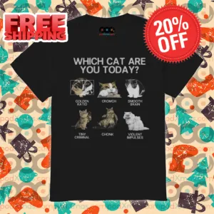 Which Cat Are You Today Golden Ratio Cromch Smooth Brain Tiny Criminal Chonk Violent Impulses Shirt