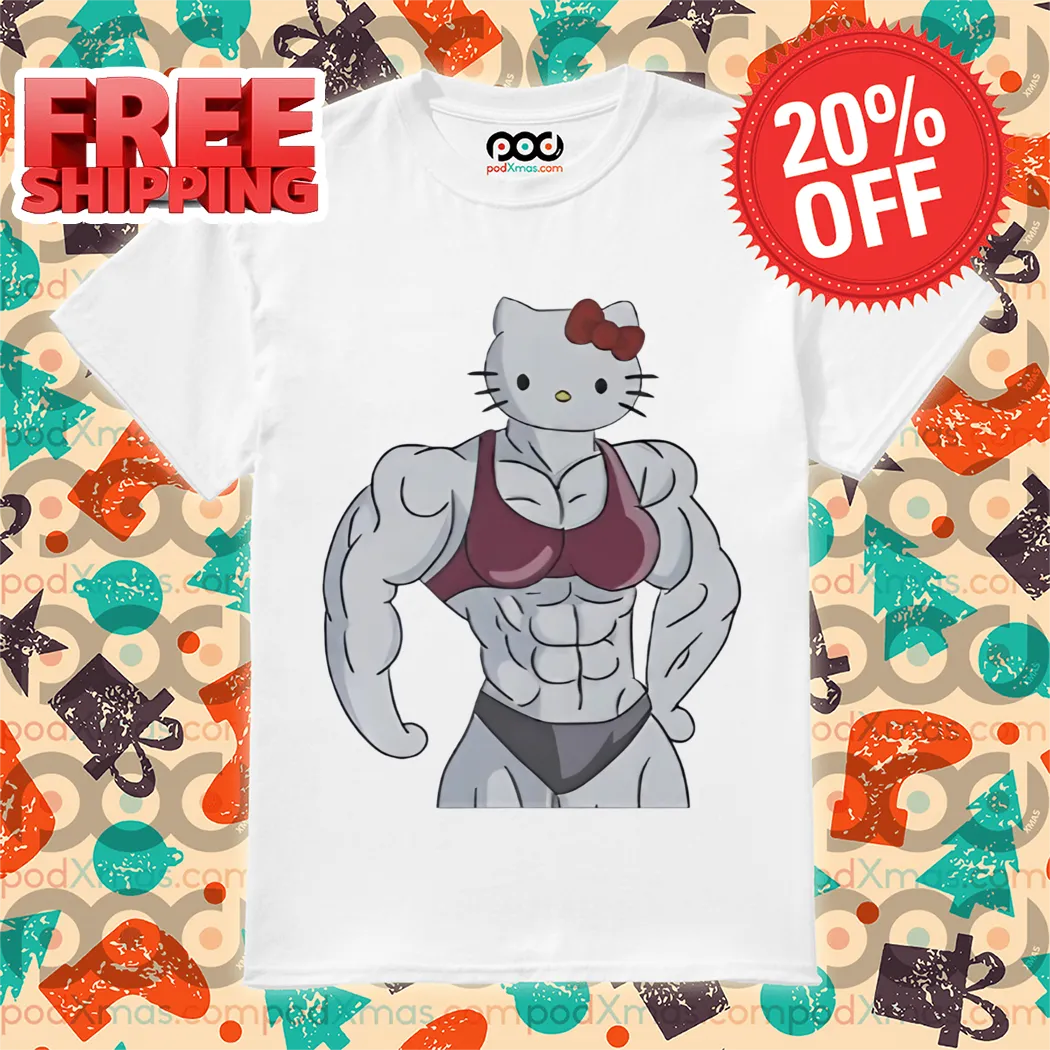 Hello Kitty Muscle Pose Gym Funny Shirt