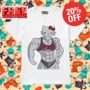 Hello Kitty Muscle Pose Gym Funny Shirt