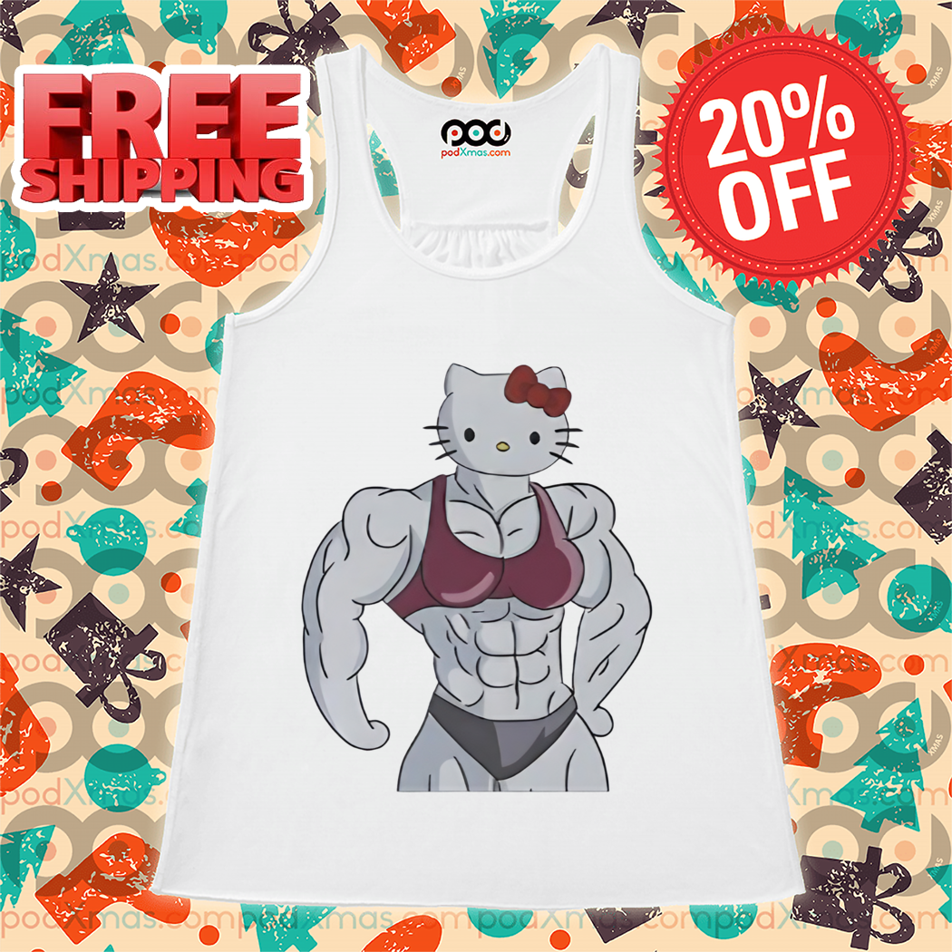 Hello Kitty Muscle Pose Gym Funny Shirt