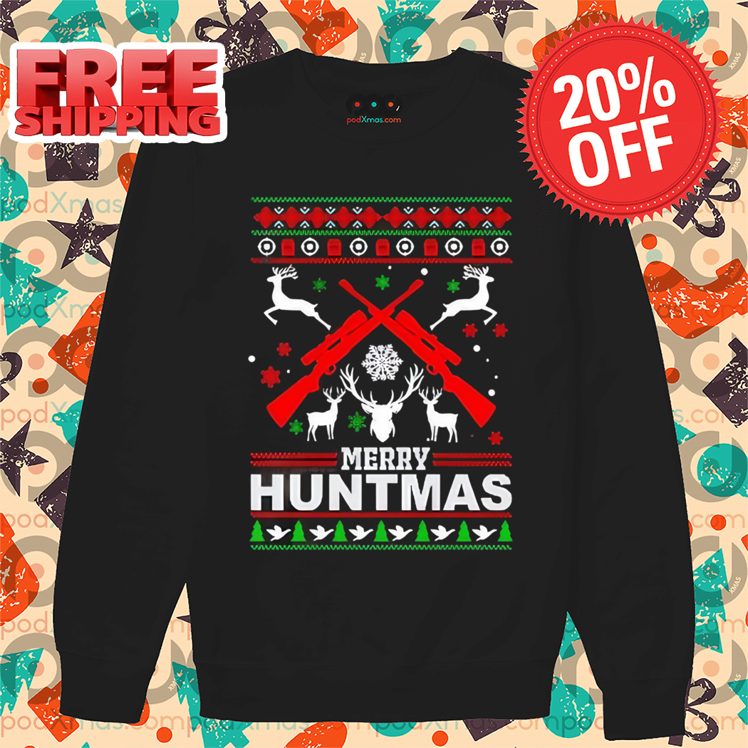 Reindeer Merry Huntmas Ugly Christmas 2024 Shirt