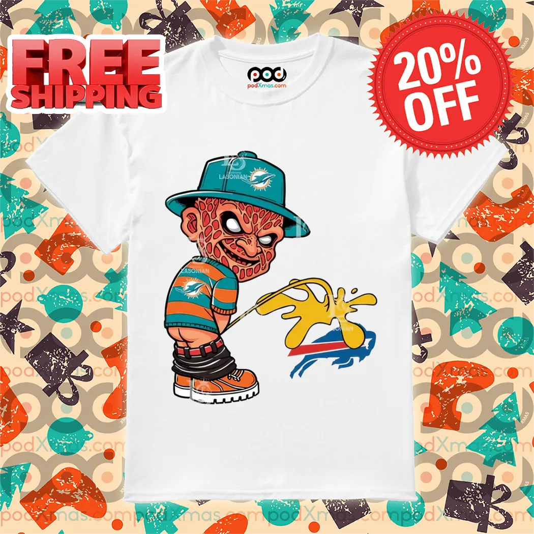 Freddy Krueger Miami Dolphins Piss On Buffalo Bills Halloween 2024 NFL Shirt