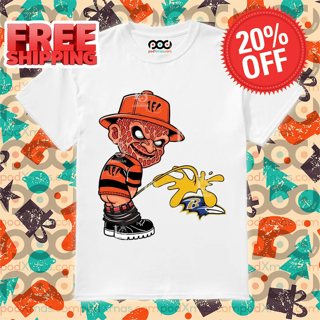 Freddy Krueger Cincinnati Bengals Piss On Baltimore Ravens Halloween 2024 NFL Shirt