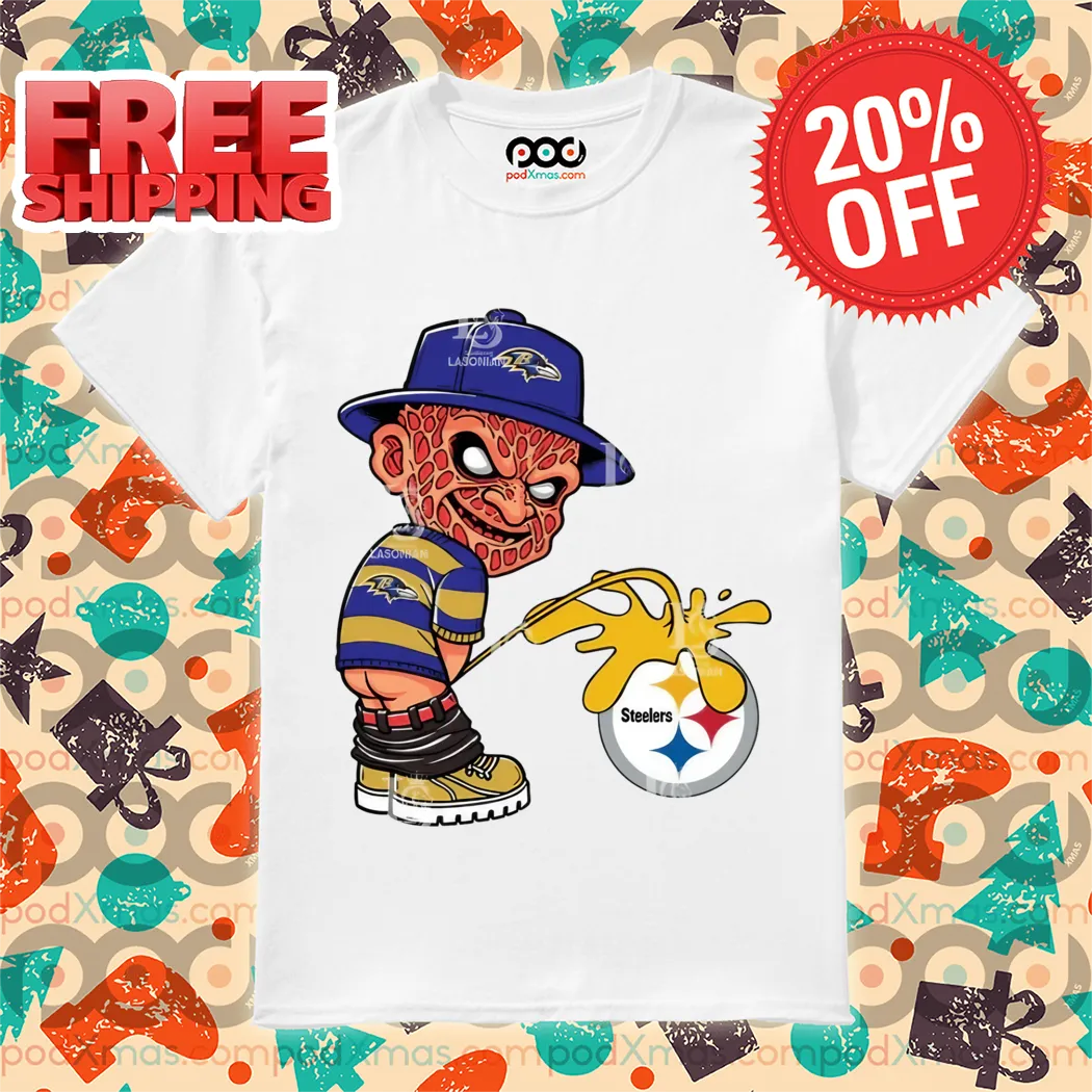 Freddy Krueger Baltimore Ravens Piss On Pittsburgh Steelers Halloween 2024 NFL Shirt