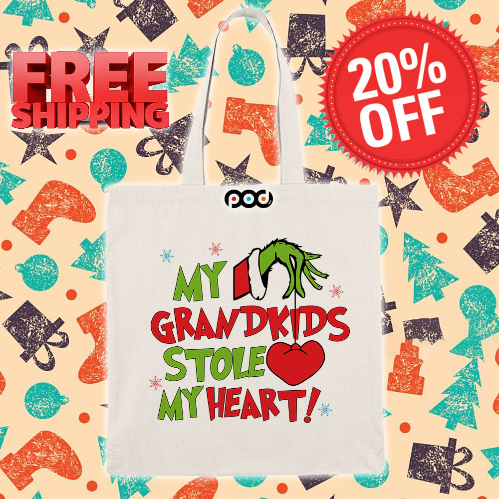 Grinch My Grandkids Stole My Heart Christmas 2024 Tote Bag