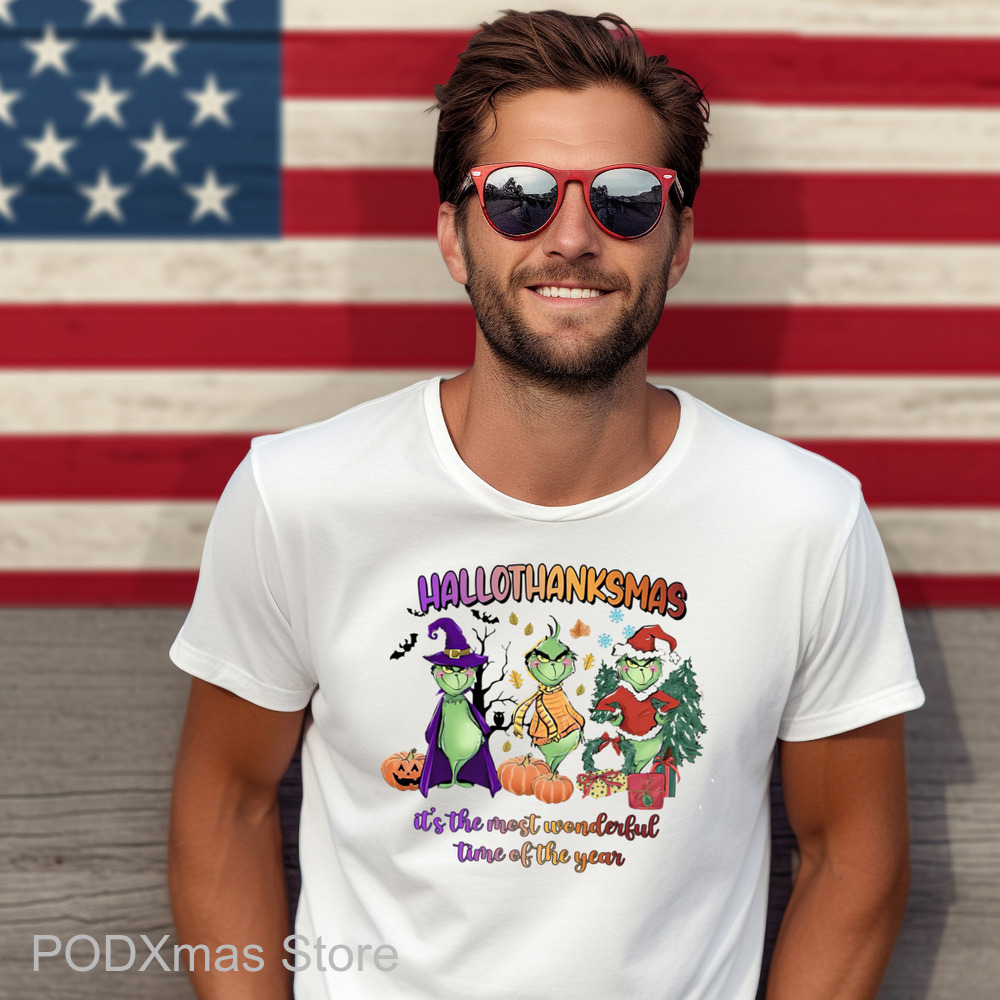 Grinch HalloThanksMas It's The Most Wonderful Time Of The Year 2024 Shirt Grinch HalloThanksMas It's The Most Wonderful Time Of The Year 2024 Shirt