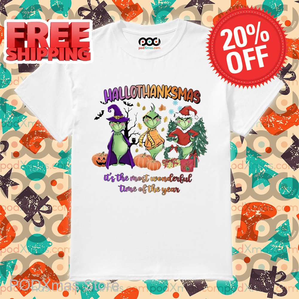 Grinch HalloThanksMas It's The Most Wonderful Time Of The Year 2024 Shirt Grinch HalloThanksMas It's The Most Wonderful Time Of The Year 2024 Shirt
