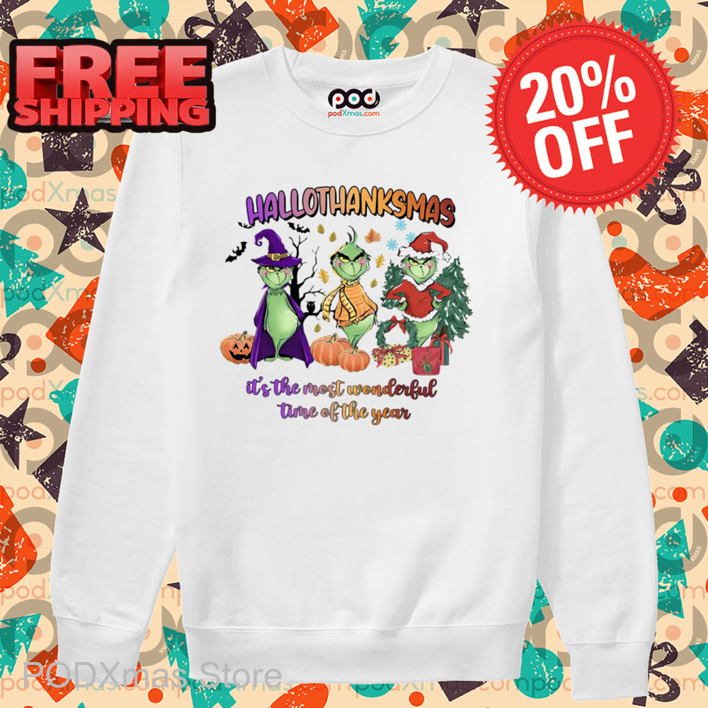 Grinch HalloThanksMas It's The Most Wonderful Time Of The Year 2024 Shirt Grinch HalloThanksMas It's The Most Wonderful Time Of The Year 2024 Shirt