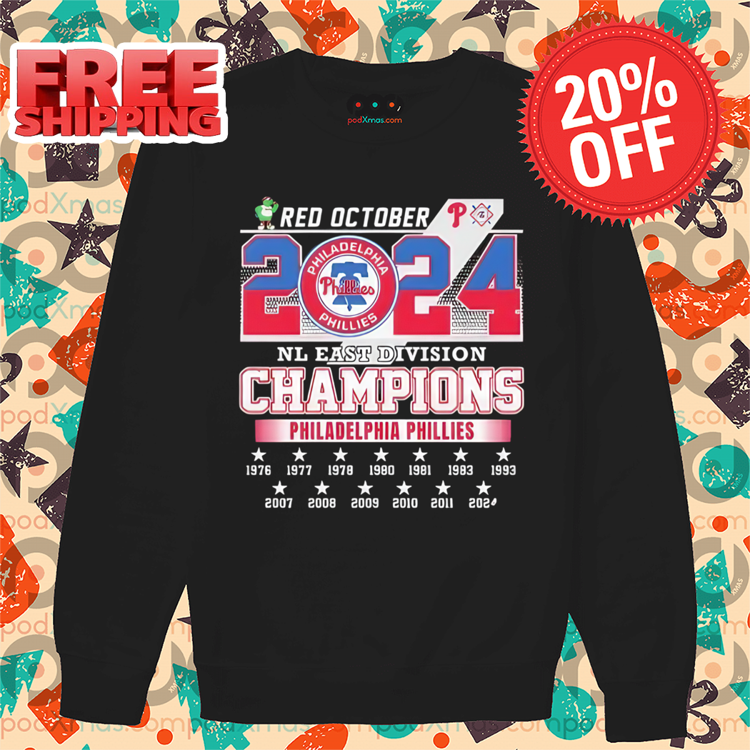 Philadelphia Phillies Red October NL East Division Champions 2024 Shirt Philadelphia Phillies Red October NL East Division Champions 2024 Shirt