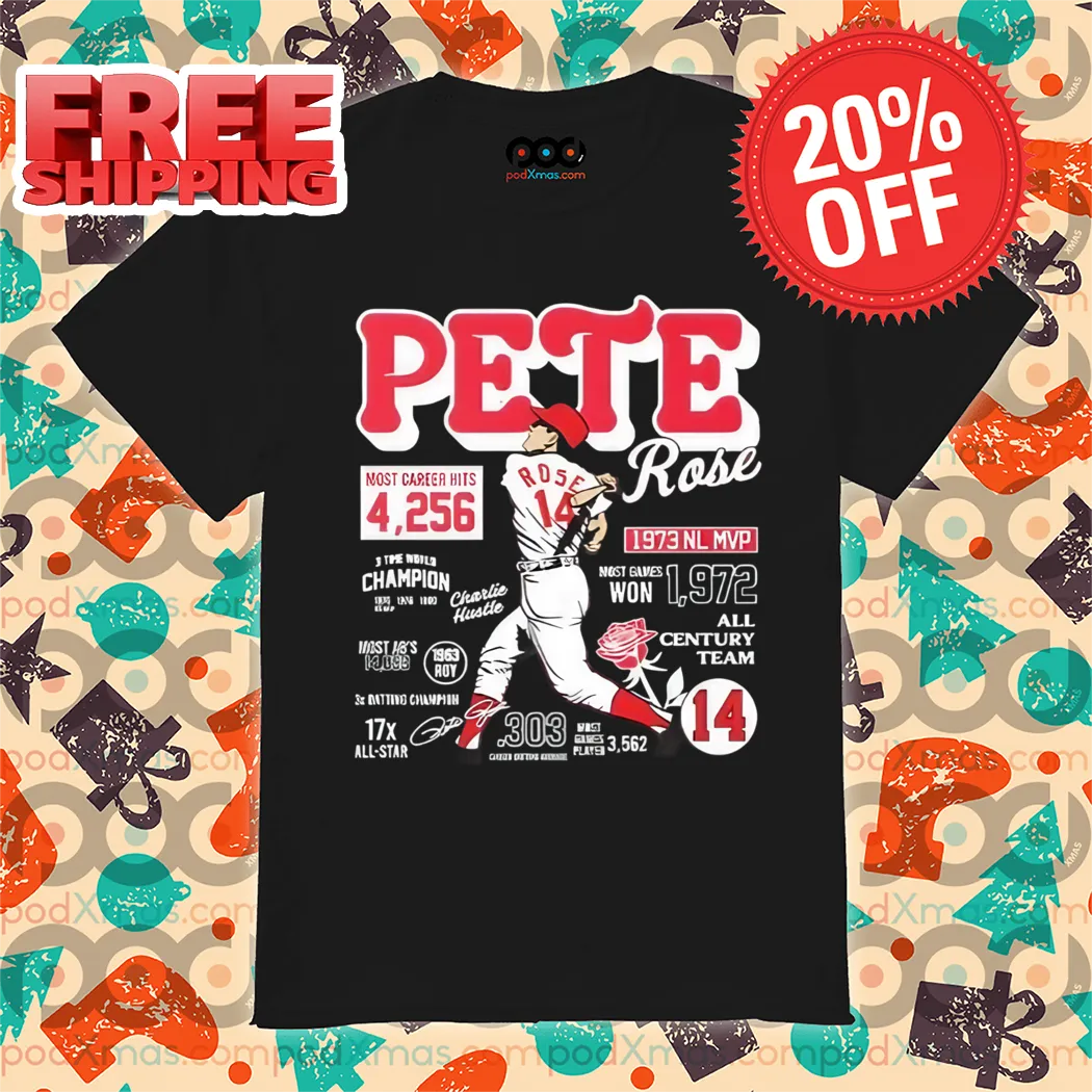 Pete Rose Most Career Hits 4256 Signature Philadelphia Phillies Shirt