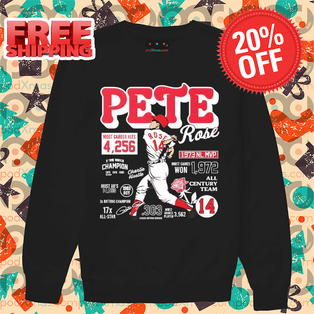 Pete Rose Most Career Hits 4256 Signature Philadelphia Phillies Shirt