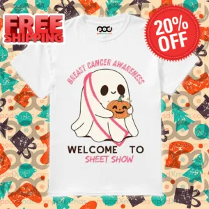 Boo Ghost Breast Cancer Awareness Welcome To Sheet Show Shirt