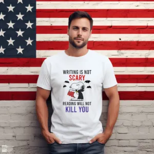 Snoopy Writing Is Not Scary Reading Will Not Kill You Halloween 2024 Shirt