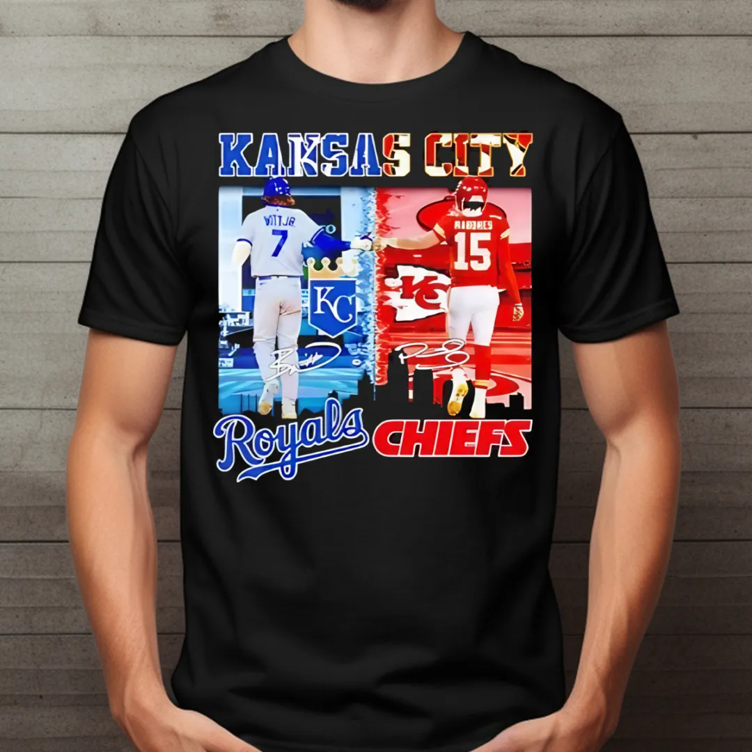 Witt Jr Kansas City Royals Mahomes Kansas City Chiefs Fist Bump Signature 2024 Shirt
