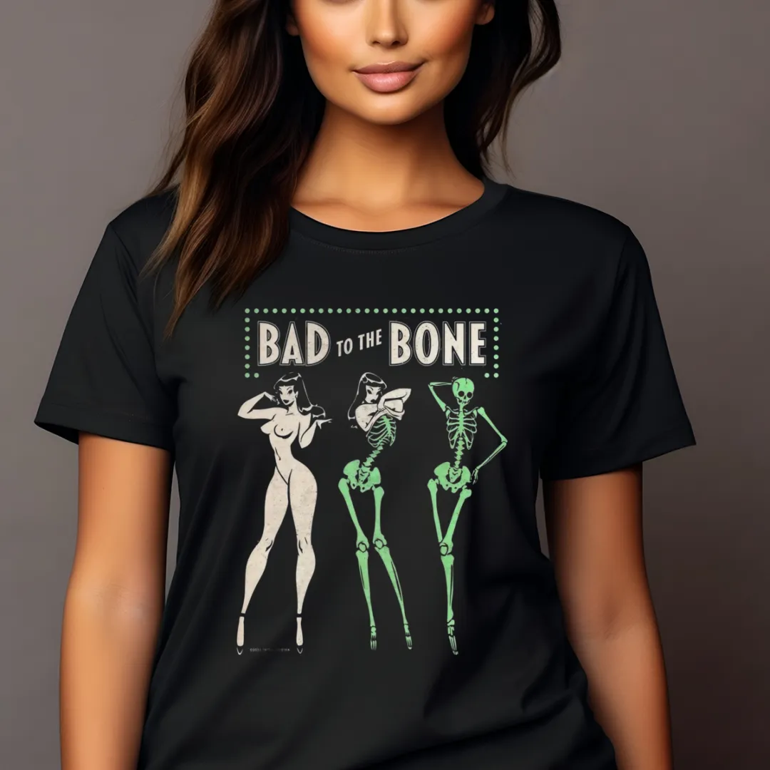 Skeleton Lady Bad To The Bone Vintage Shirt