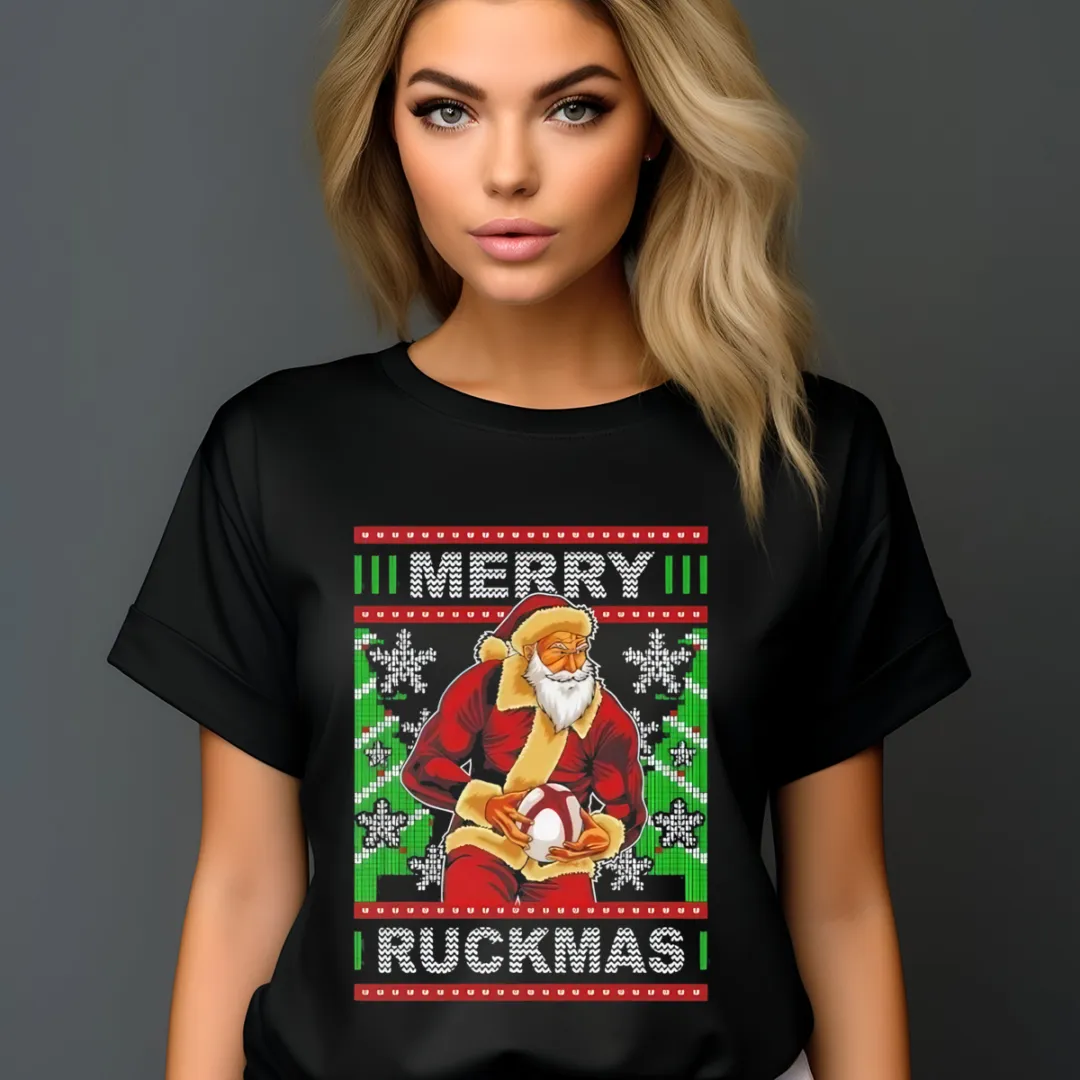 Muscle Santa Merry Ruckmas Ugly Christmas 2024 Shirt